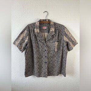 Handmade Oversized Block-Print Top One Size